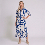 Women's Geometric Print Midi Dress with Relaxed Flattering Fit