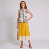 Women's Casual Color Block Polka Dot Midi Dress with Sleevesless