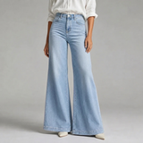 Women's High-Waisted Wide-Leg Pants with Flared Leg Design