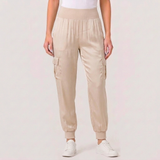 Women's High-Waist Cargo Jogger Pants with Adjustable Drawstring Waist