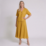 Women's Button Front Midi Skirt Set with Chic Matching Design