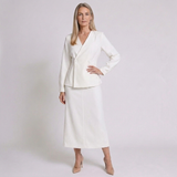 Women's Two-Piece Skirt Suit with V-Neck Peplum Jacket and Pencil Skirt
