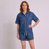 Women's Button-Down Two-Piece Set with Short Sleeves and Casual Chic Style