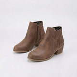 Women's Cutout Ankle Boots with Low Block Heel and Modern Style