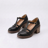 Women's T-Strap Block Heel Loafers with Classic Silhouette and Refined Charm