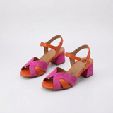 Women's Color Block Heeled Sandals with Modern Open-Toe Design