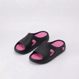Women's Open-Toe Platform Slippers with Contrast Design and Hollow Detail