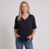 Women's Oversized V-Neck T-Shirt with Relaxed Casual Fit