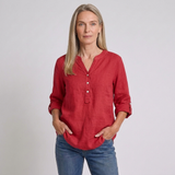 Women's Relaxed Button Front Tunic with Long Sleeves