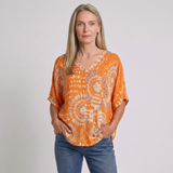 Women's Boho Floral Print V-Neck Blouse with Dolman Sleeves