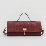 Women's Textured Woven Handbag with Shoulder and Crossbody Straps