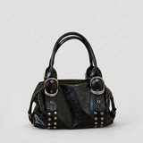 Women's Korean-Style Studded Shoulder Bag with Medium Capacity and Trendy Design