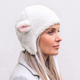 Women's Winter Hat with Ear Flaps and Tie Closure