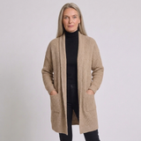 Women's Longline Cozy Cardigan with Pockets and Open-Front Design