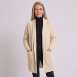 Women's Longline Cozy Cardigan with Pockets and Open-Front Design