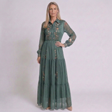 Women's Elegant Printed Maxi Dress with Flowing Silhouette